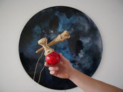 Uniek Gestreepte Bamboe Kendama Rood