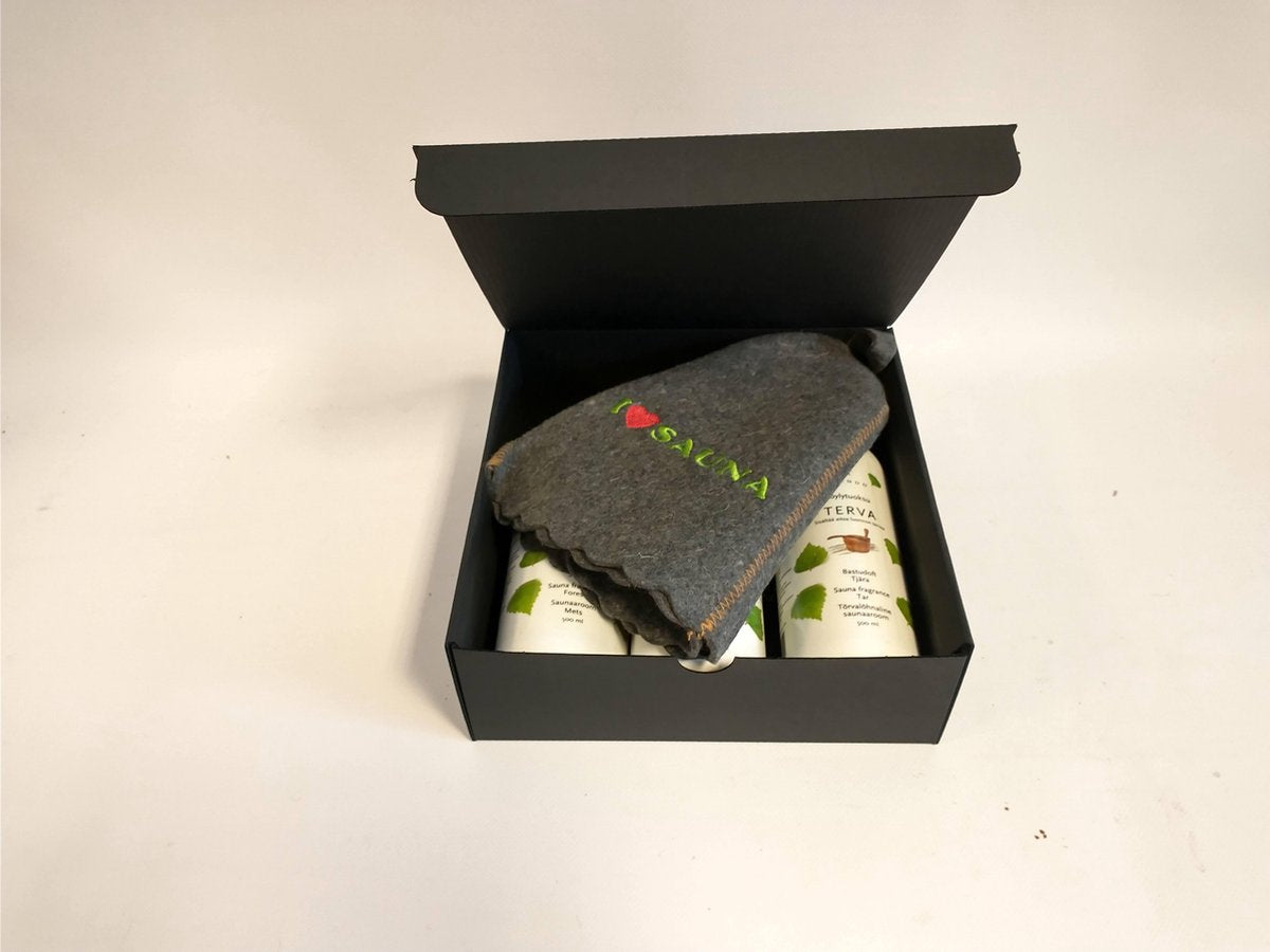 Saunageur Cadeau set 'Suomalainen puu' - Finnish wood: Opgietgeuren en Saunamuts cadeauset