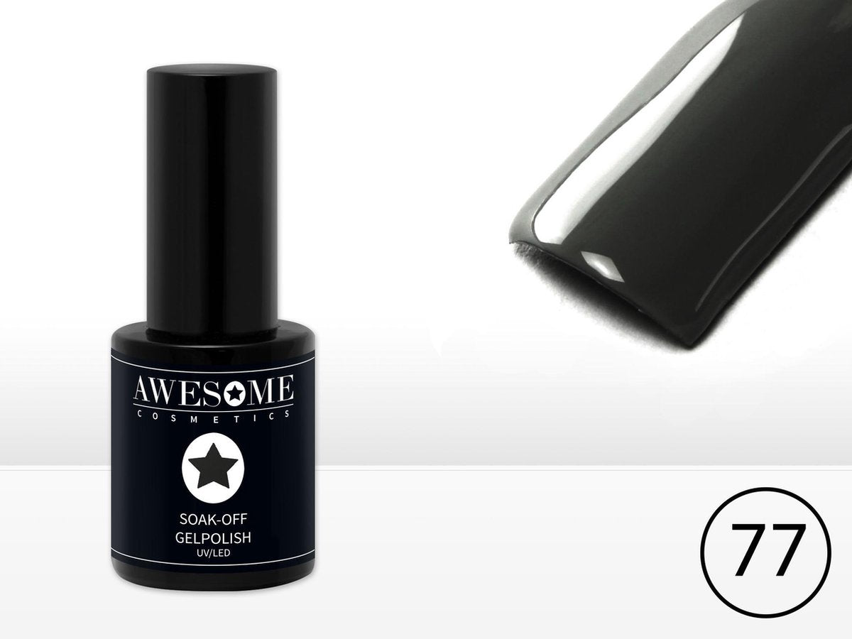 Awesome #77 Donker Antraciet - Grijs Gelpolish - Gellak - Gel nagellak - UV & LED