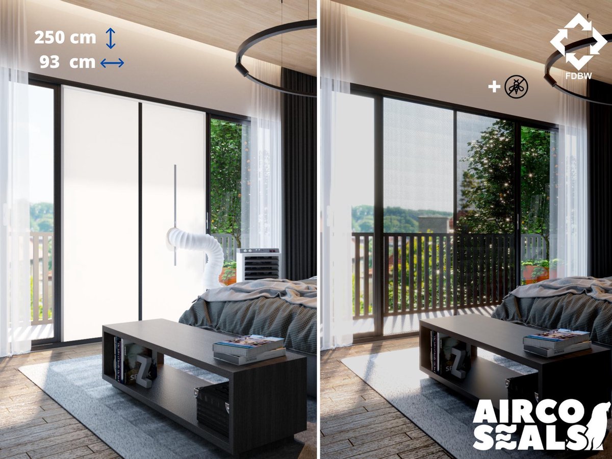 Deurafdichtingskit Mobiele Airco - Met Hor - 250 x 93 CM -  Ritssluiting -  Airco Slang Afsluiten - Deur Afdichting