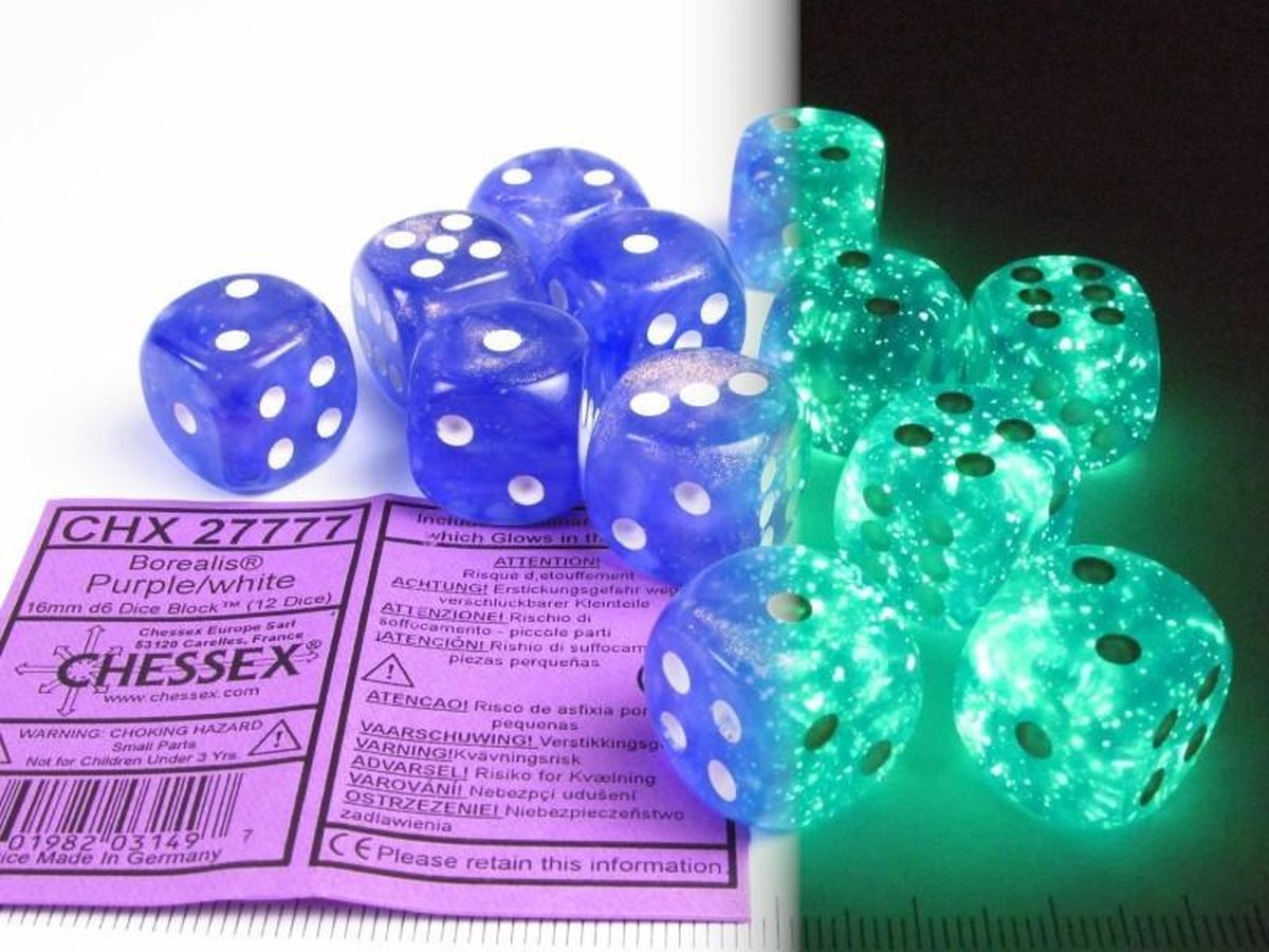 Set 12 6-zijdig Borealis Luminary Purple w/white
