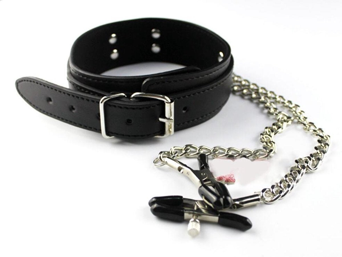 Daily Goods - Halsband tepelklemmen - BDSM bondage - toy - seks - erotiek - collar - vernedering