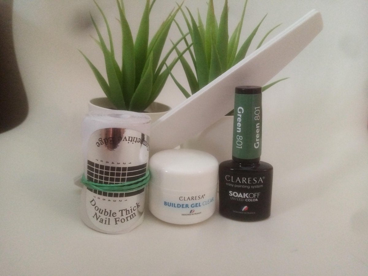 starters set gelnagels met 50 sjablonen voor verlenging en kleur groen