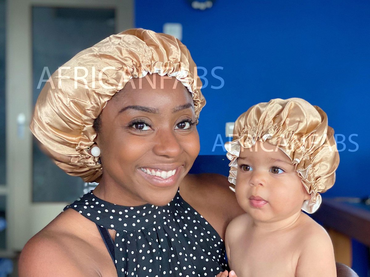 Afabs® Kaki Satijnen Slaapmuts (Moeder + Dochter / Mommy & Me ) Kinder Hair Bonnet / Haar bonnet van Satijn / Satin bonnet