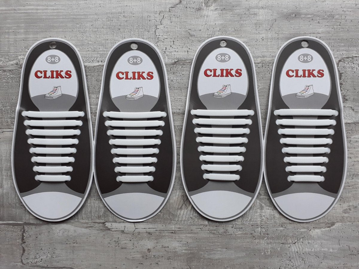2 stuks Cliks elastische veters wit - kids - volwassenen