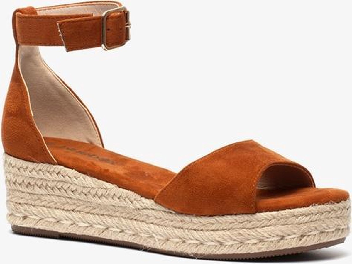 Blue Box dames espadrilles met sleehak - Cognac - Maat 42
