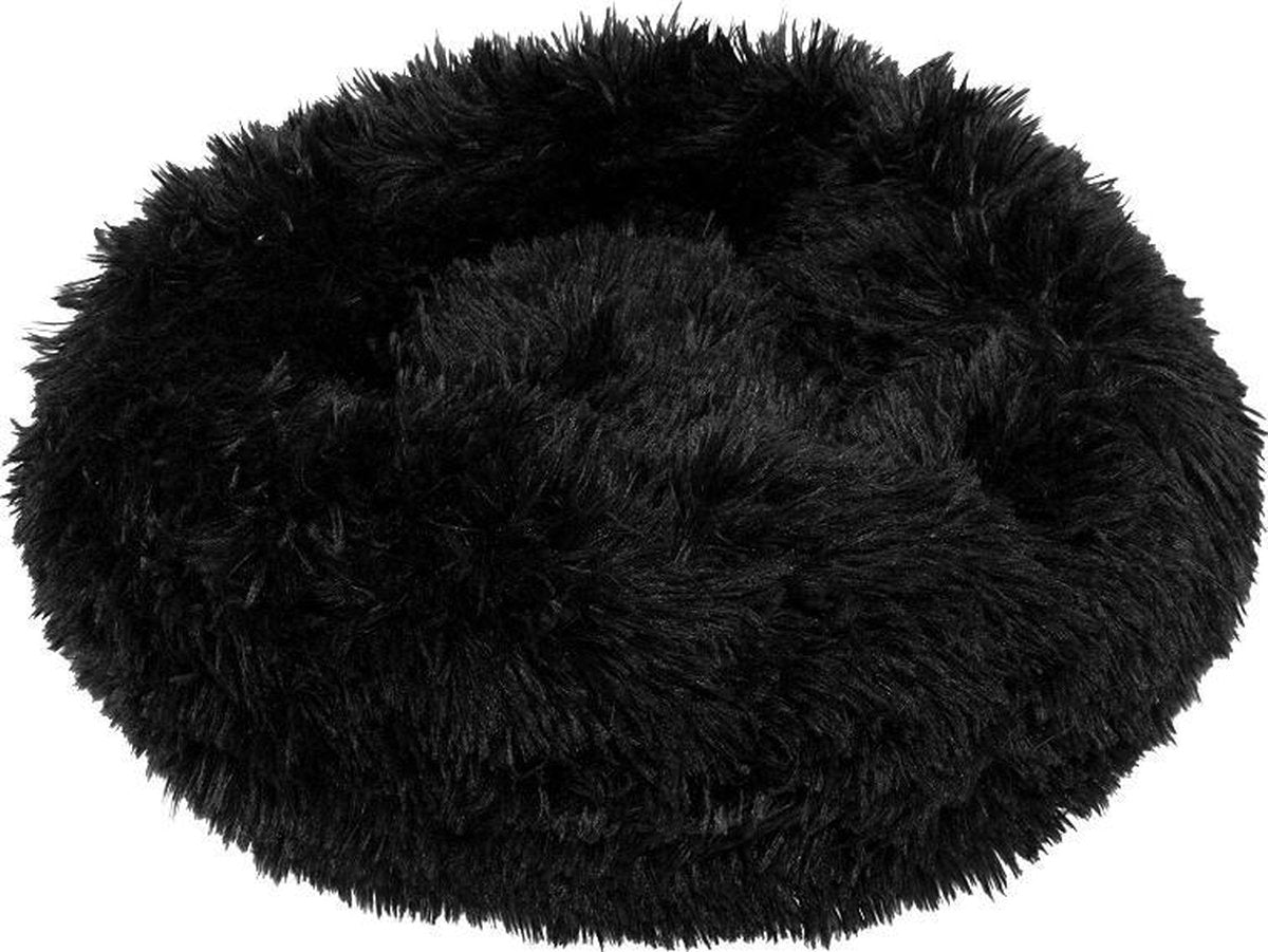 Springos Hondenmand | Superzacht en Luxe | Wasbaar | Donut | Fluffy | Hondenkussen | 90 CM | Zwart