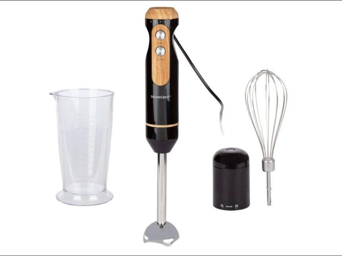 SILVERCREST® Staafmixer Zwart 600W - 3 in 1 -  5 snelheden - Met turboknop - Voor het mixen