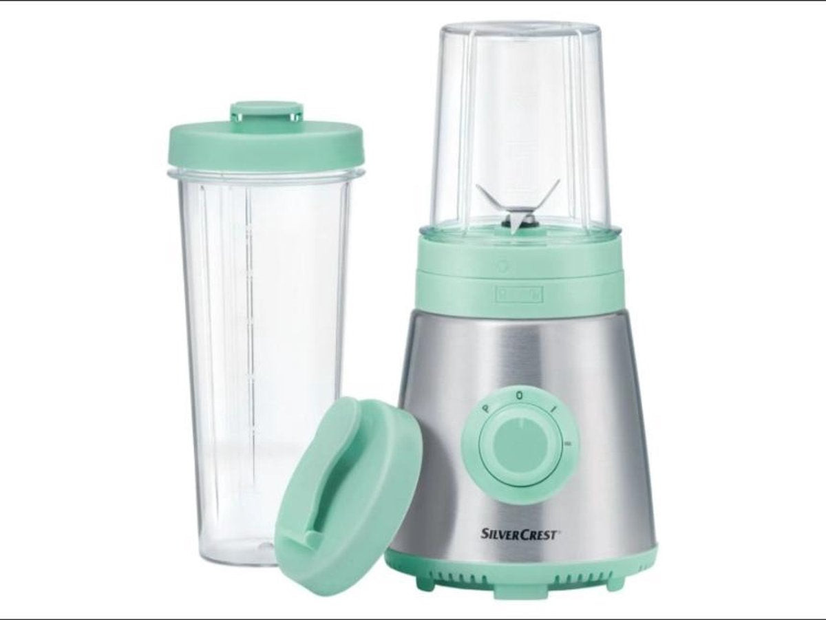 SILVERCREST® Smoothie maker Lichtblauw - Blender - Inclusief 2 drinkbekers - BPA vrij -  300W - 600ML - Smoothies