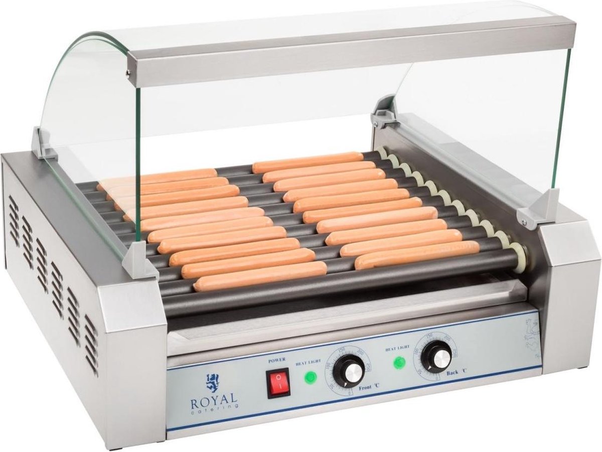Royal Catering Hotdog Grill - 11 rollers - Teflon