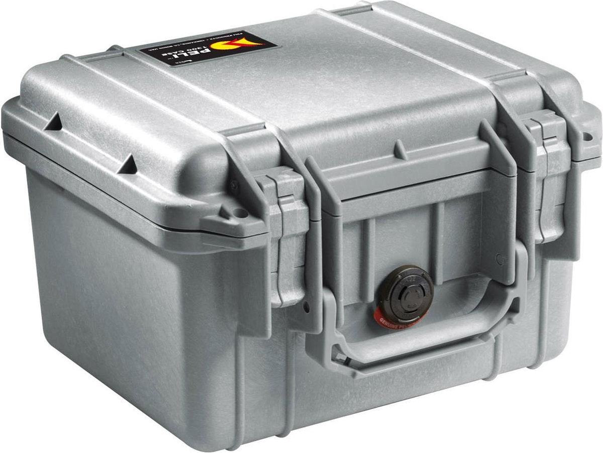 Peli 1300 Waterdichte Camerakoffer Zilver met Foam Inserts