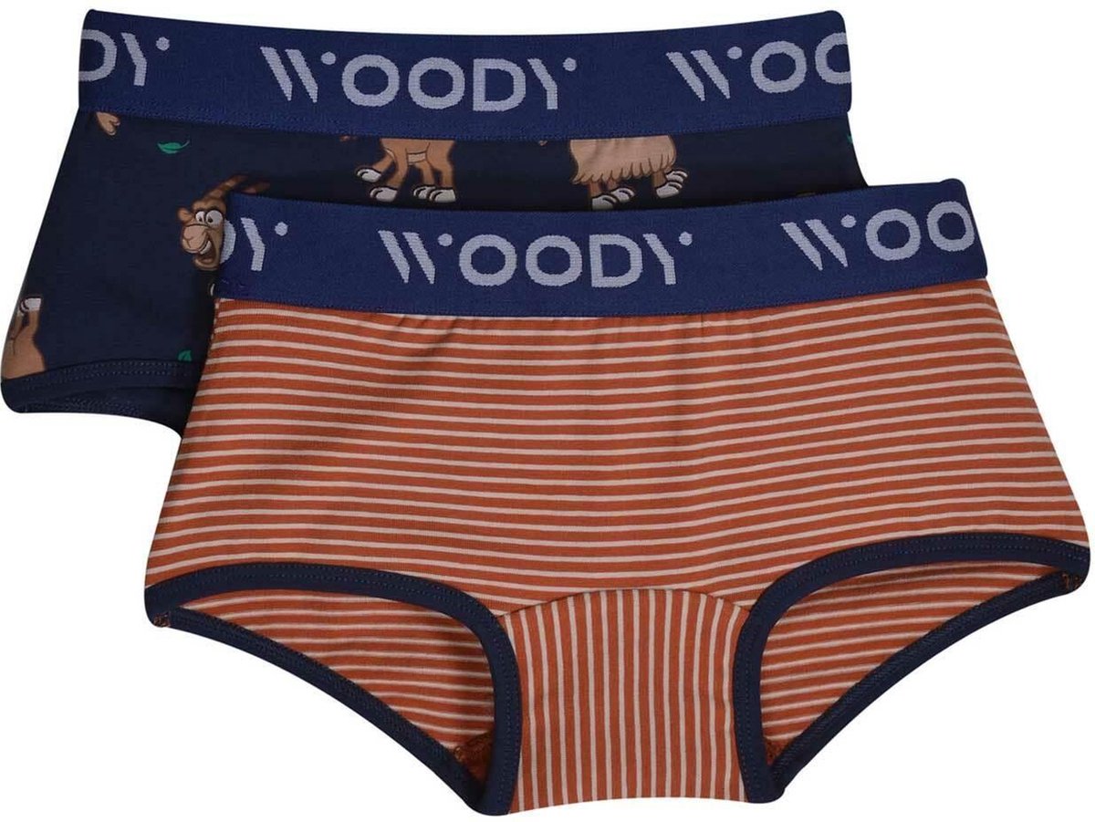 Woody boxer meisjes - geit - blauw - duopack - 202-1-SHO-Z/022 - maat 104