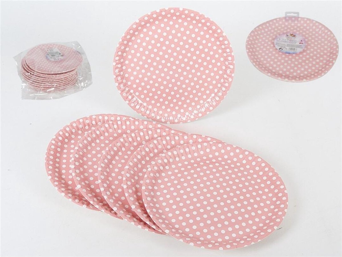 Gerimport Feestborden 23 Cm Papier Roze 6 Stuks