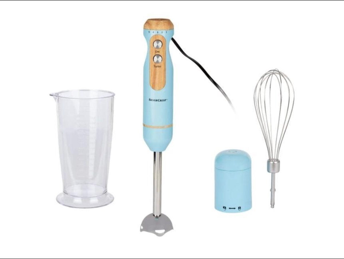SILVERCREST® Staafmixer Blauw RVS 600W - 5 snelheden - Met turboknop -