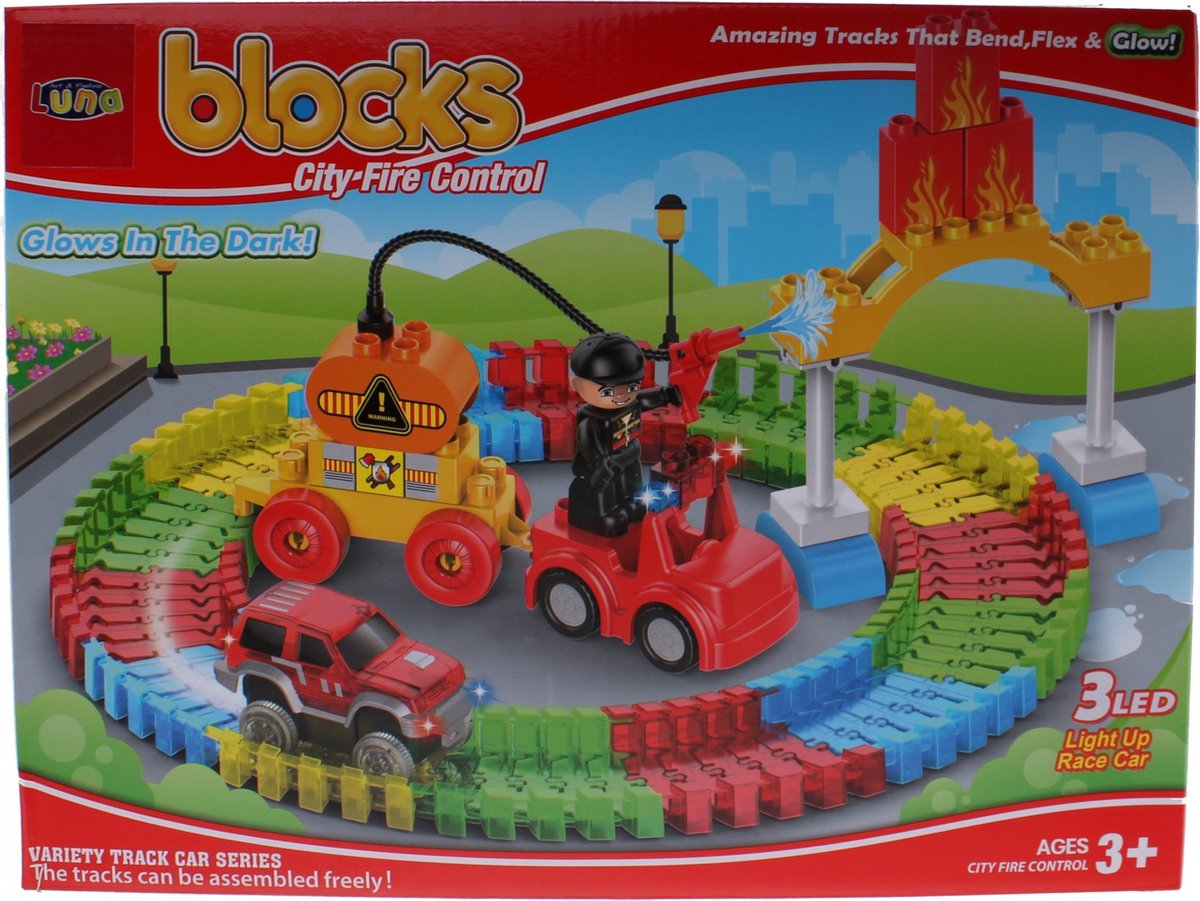 Luna Flexy Blocks Brandweer Bouwset Glow In The Dark 96-delig