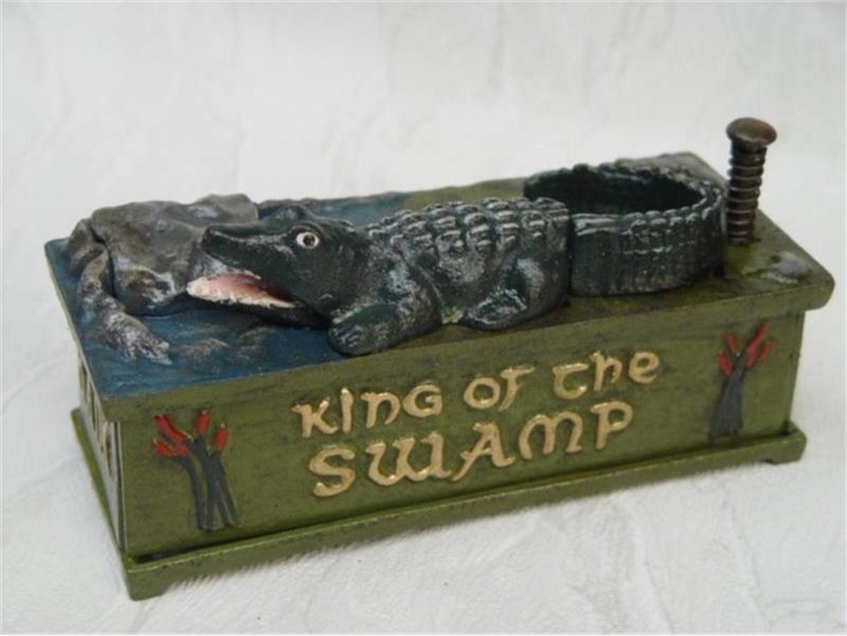 Spaarpot Mechanisch - King of the Swamp Krokodil - Leuke spaarpot kinderen - 10 cm hoog