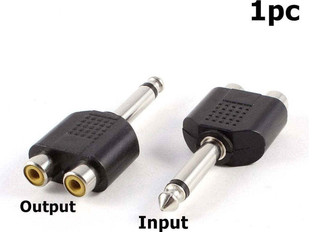 1 Stuk - 6.35mm Mono Male naar 2x RCA Female