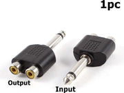 1 Stuk - 6.35mm Mono Male naar 2x RCA Female