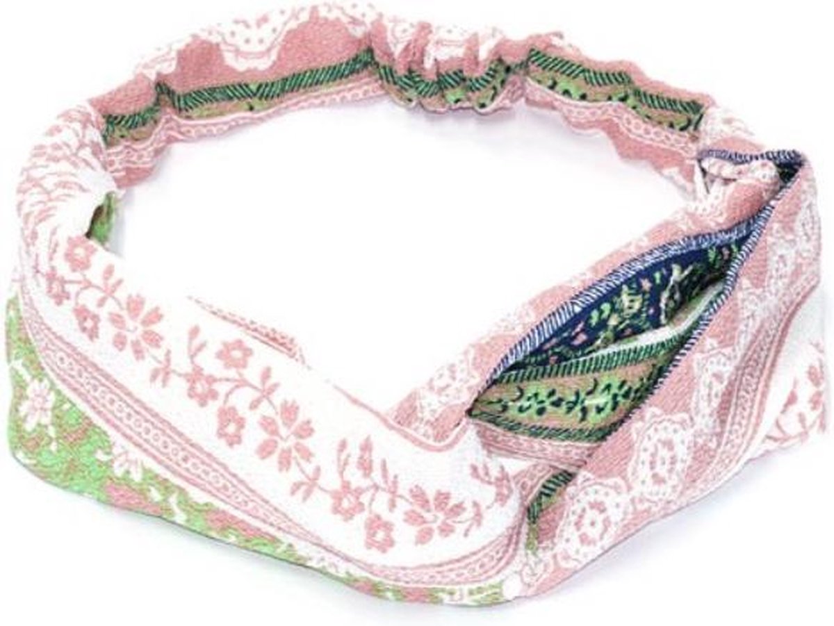 Haarband Twist Bloemen Fantasie Print Roze