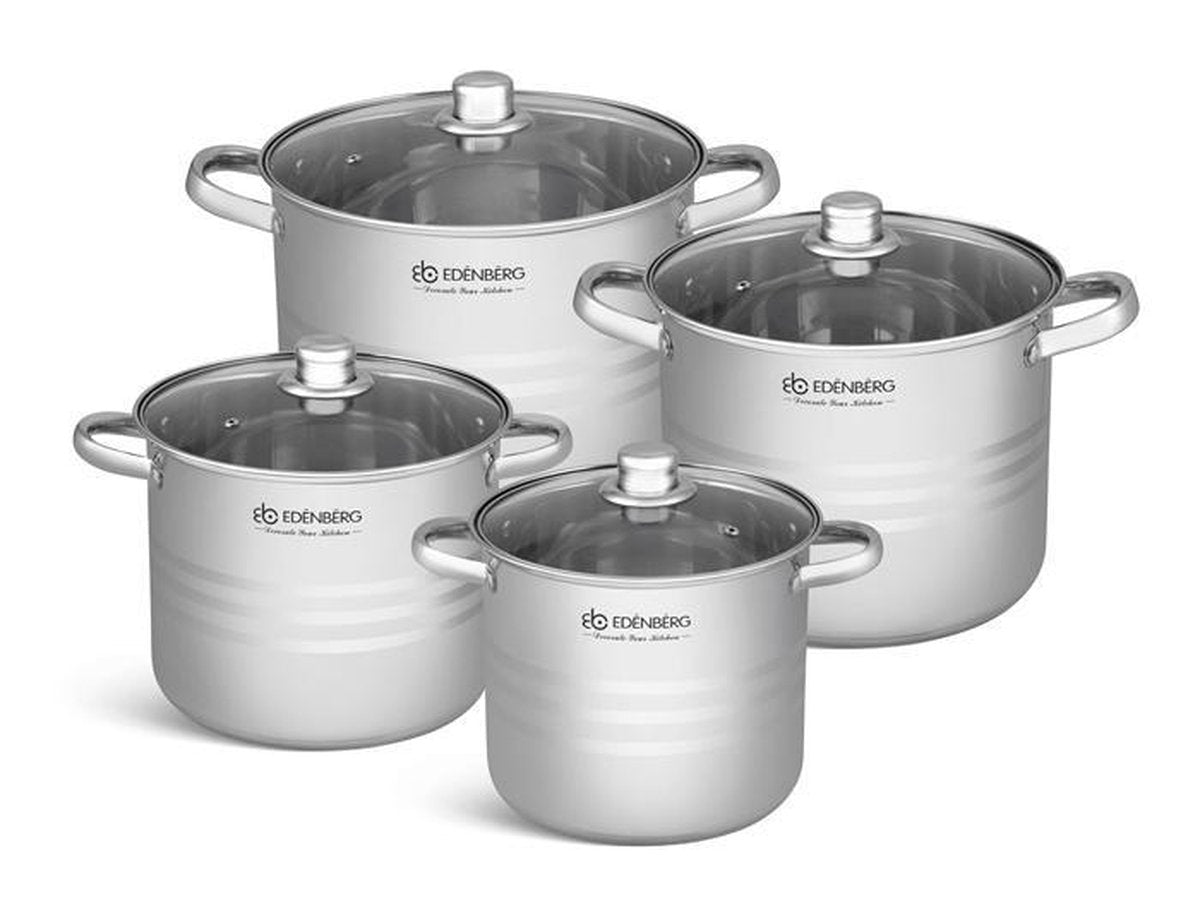 Edënbërg Classic Line - Luxe Pannenset - 8-delig - RVS - 3 laags bodem