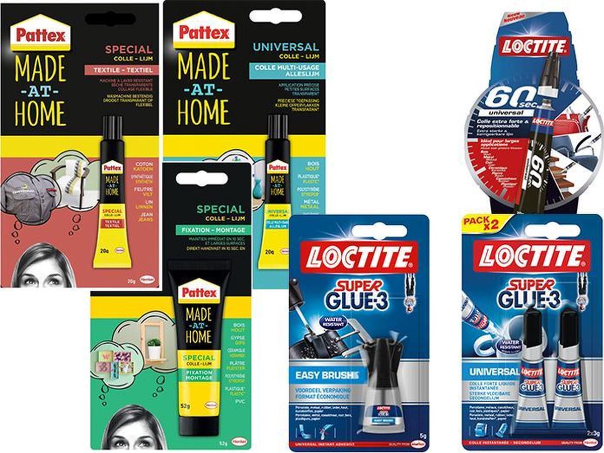 Pattex & Loctite Super Lijmpakket - 8-delig - 6 veelzijdige soorten lijm