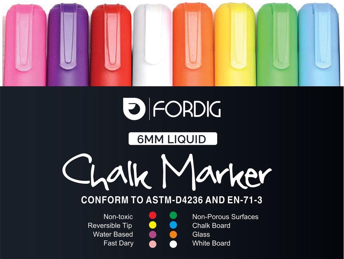 ForDig 8 Multicolor Krijtstiften set voor krijtbord