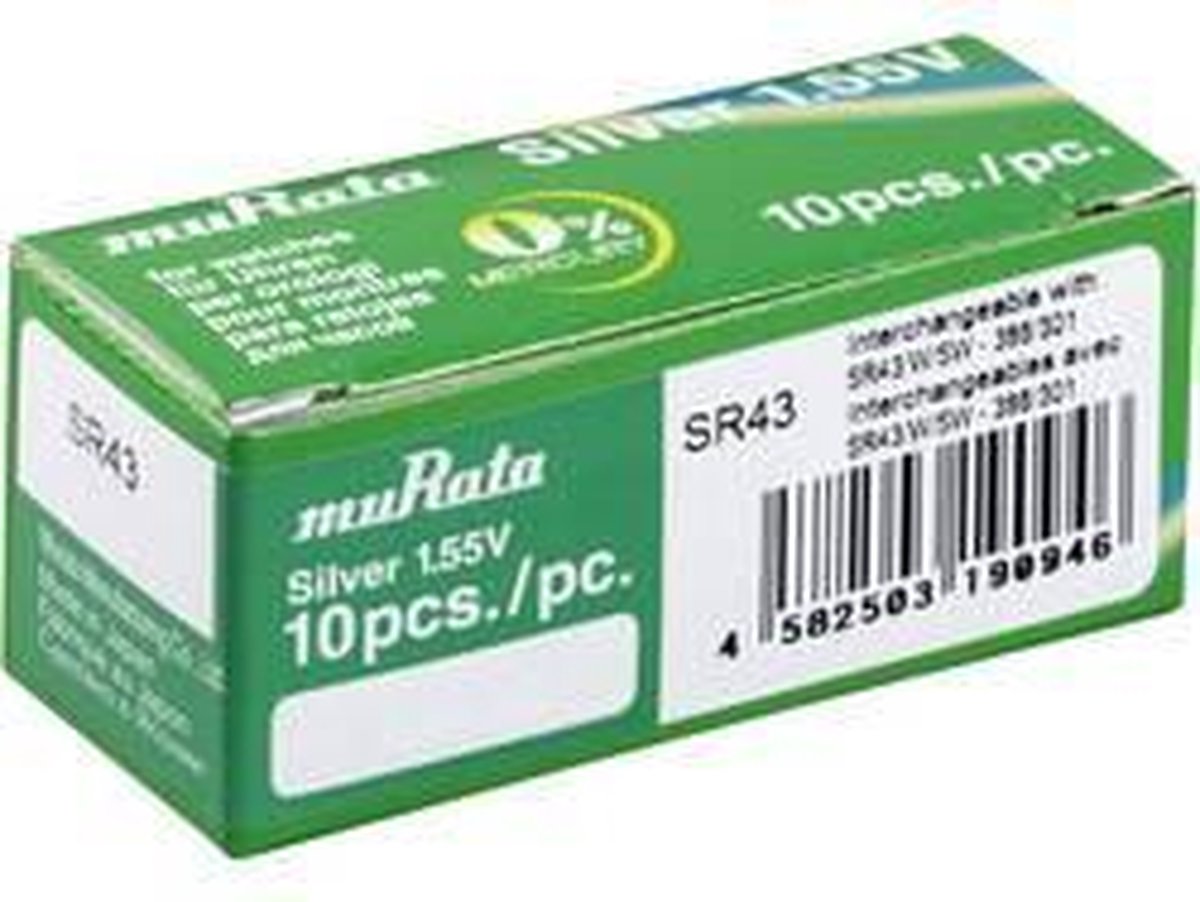 301 Knoopcel Zilveroxide 1.55 V 110 mAh Murata SR43-PBWW 10 stuk(s)
