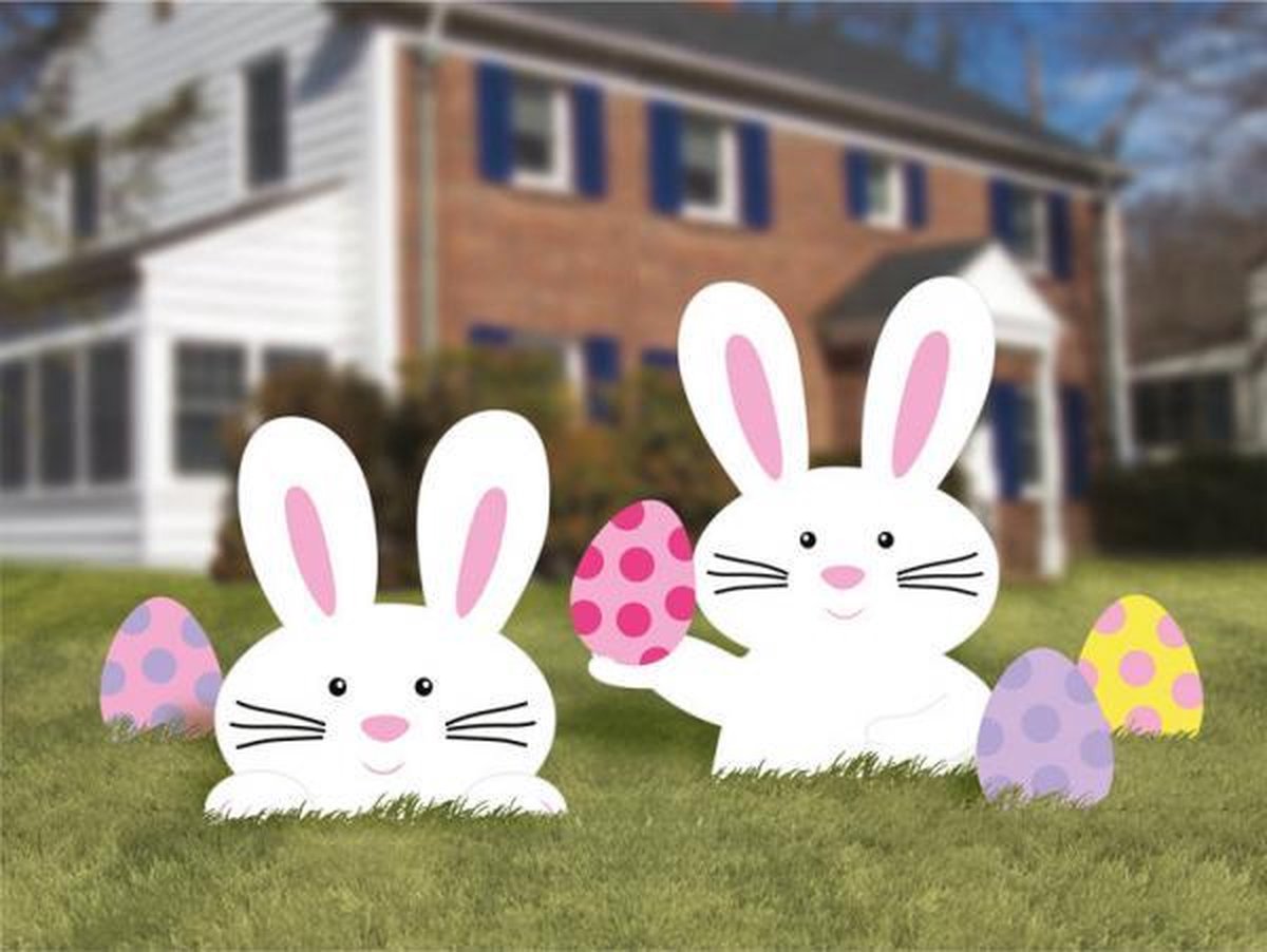 5 Yard Signs Easter Bunnies & Eggs Corrugated Plastic