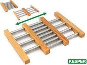 Luxe VERSTELBARE FSC® Houten Bamboe/Rvs Pannenhouder / Pannen Onderzetter | Variabel instelbare Panonderzetter van: 22