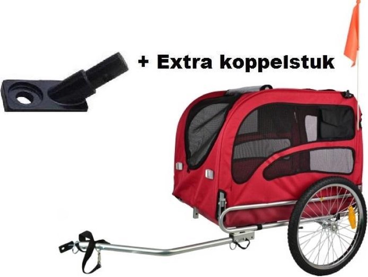 Hondenfietskar Original XLarge Rood + Extra koppelstuk voor 2e fiets