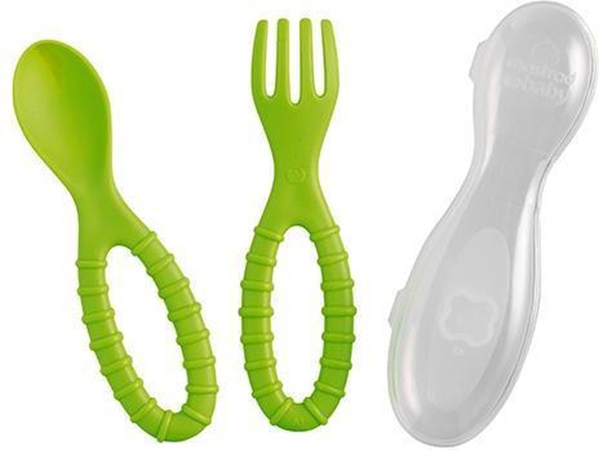 Mastrad LilKinderbestek Lepel en Vork -  2 Stuks - Groen