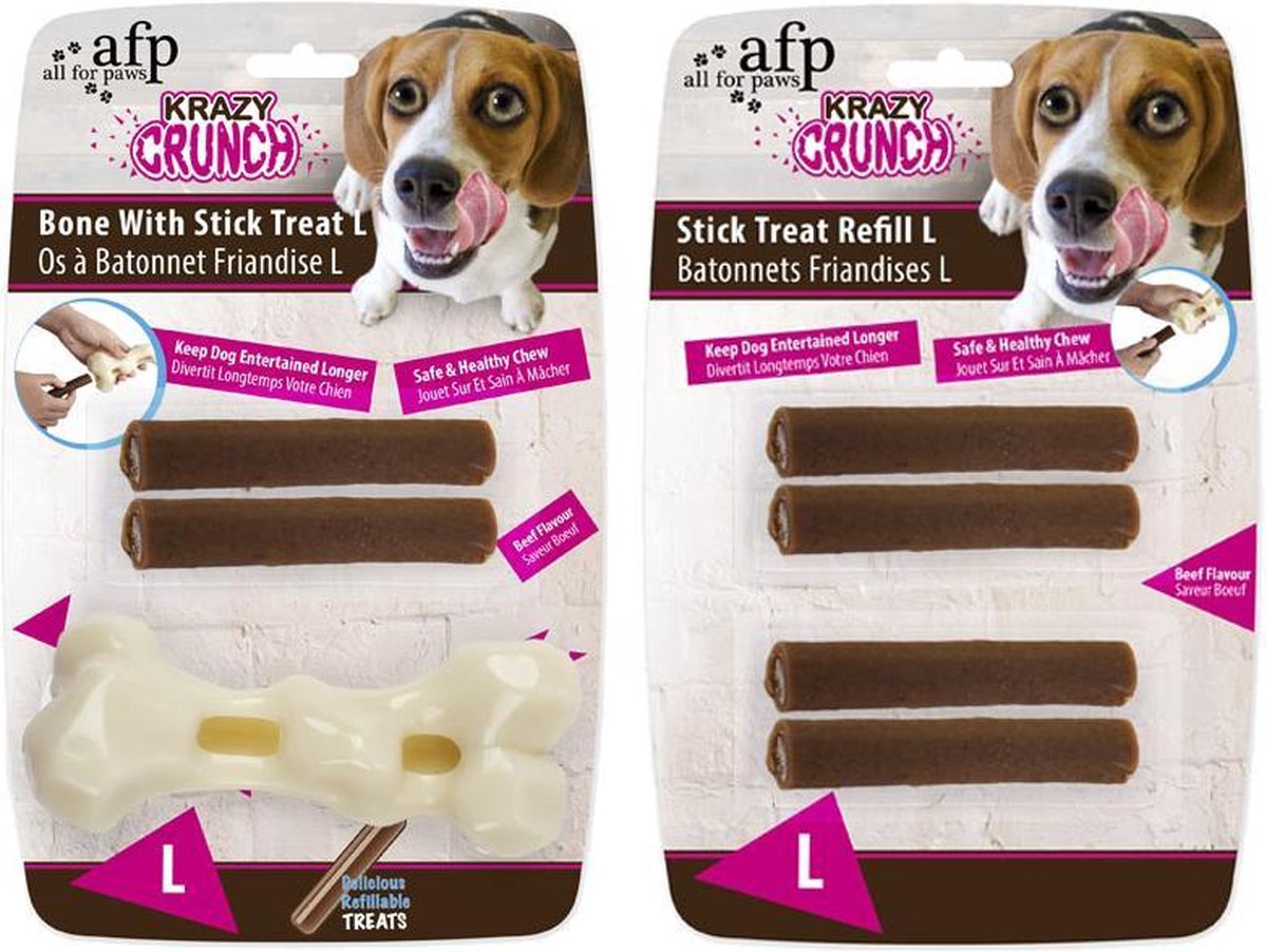 AFP Krazy Crunch-Bone with Stick treat L bone with 2 treats
