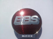 Set van 4 BBS stickers Rood 57mm - Naafdoppen -Naafkappen - Velgen - Winterbanden - Velg - All season banden - Ontvochtiger - Ruitenkrabber - Vorst - Regen - stickers - logo - embleem