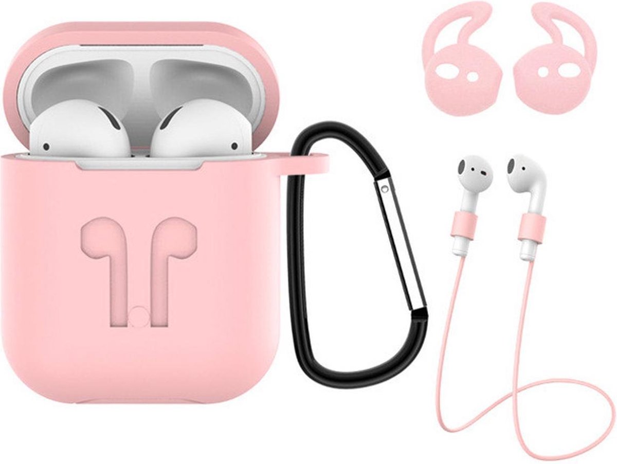 Hoesje voor Apple AirPods 1 Hoes 3-in-1 Siliconen Cover - Licht Roze