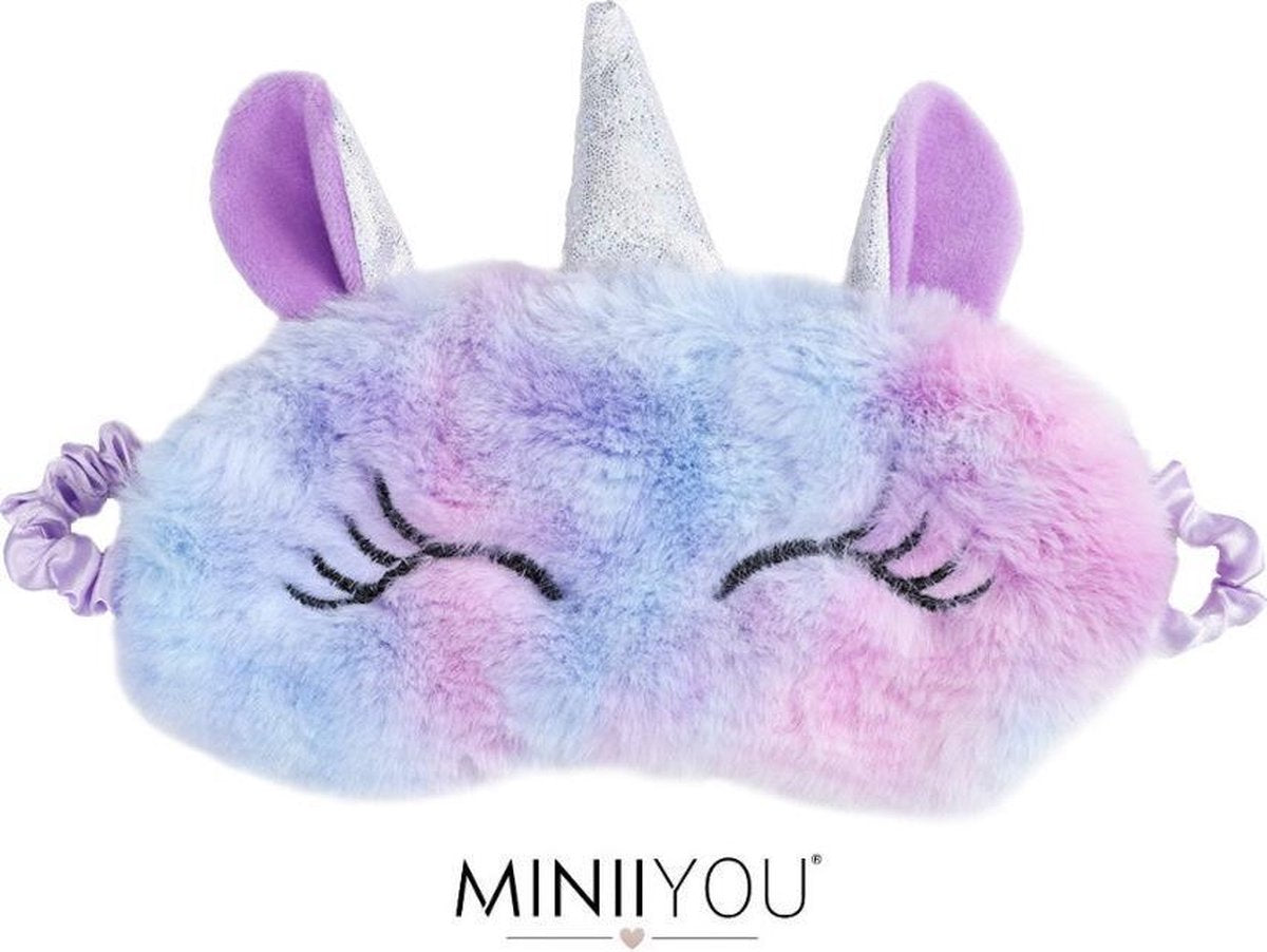 MINIIYOU® Meisjes Unicorn kinder slaapmasker Paars - reismasker kind vanaf 5 jaar - eenhoorn oogmasker