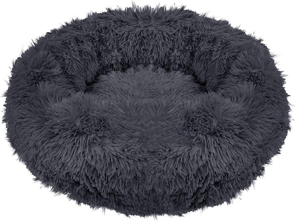 Springos Hondenmand | Superzacht en Luxe | Wasbaar | Donut | Fluffy | Hondenkussen | 80cm | Grijs