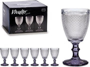 Wijnglazen Vintage - Wijnglazen Retro met korte voet - Antraciet - Set van 6