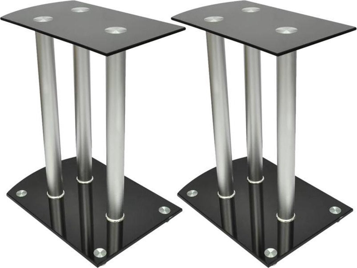 vidaXL Speaker standaard Vocal set van 2 zwart glas
