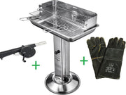 Garden Grill Houtskool Zuilbarbecue - Vierkant - RVS - Vierkant - RVS Barbecue ZUILMODEL - Camping Party Outdoor Grill  INCLUSIEF GRATIS  barbecue starter - blazer - blower en bbq handschoenen