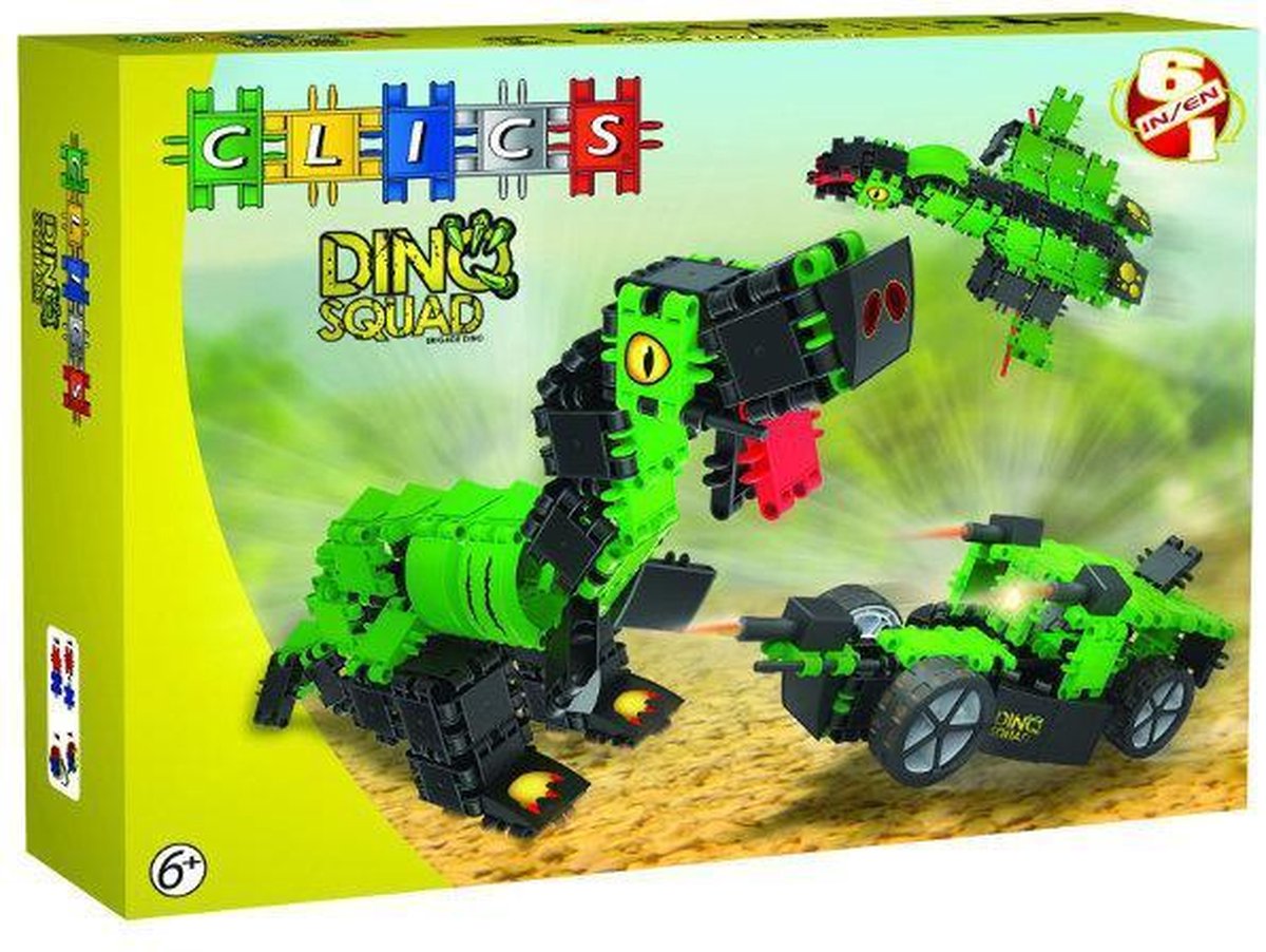 Clics Dino Squad Box 6 in1 - Constructie blokken