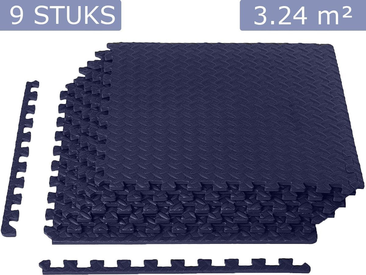 Meisterhome ® geluidsdempende sport EVA puzzelmat set - Waterdichte fitness mat met mooie afgewerkte randen - Zachte yogamat – Easy installeren/schoonmaken - Fitnessruimte/meditatie - Warmte isolerend - 60 x 60 x 1