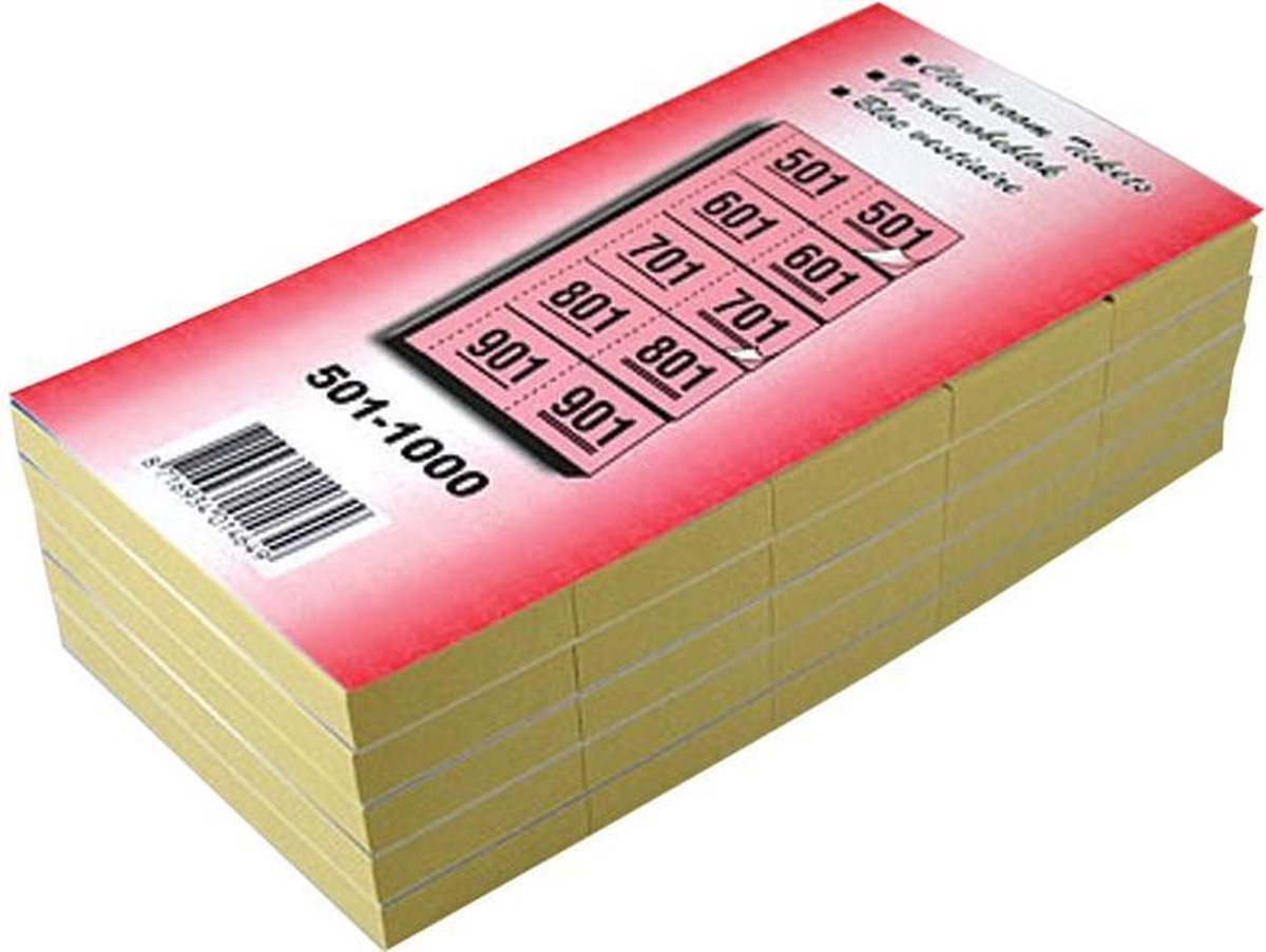 19x Garderobeblokken nummers van 501 t.e.m. 1.000