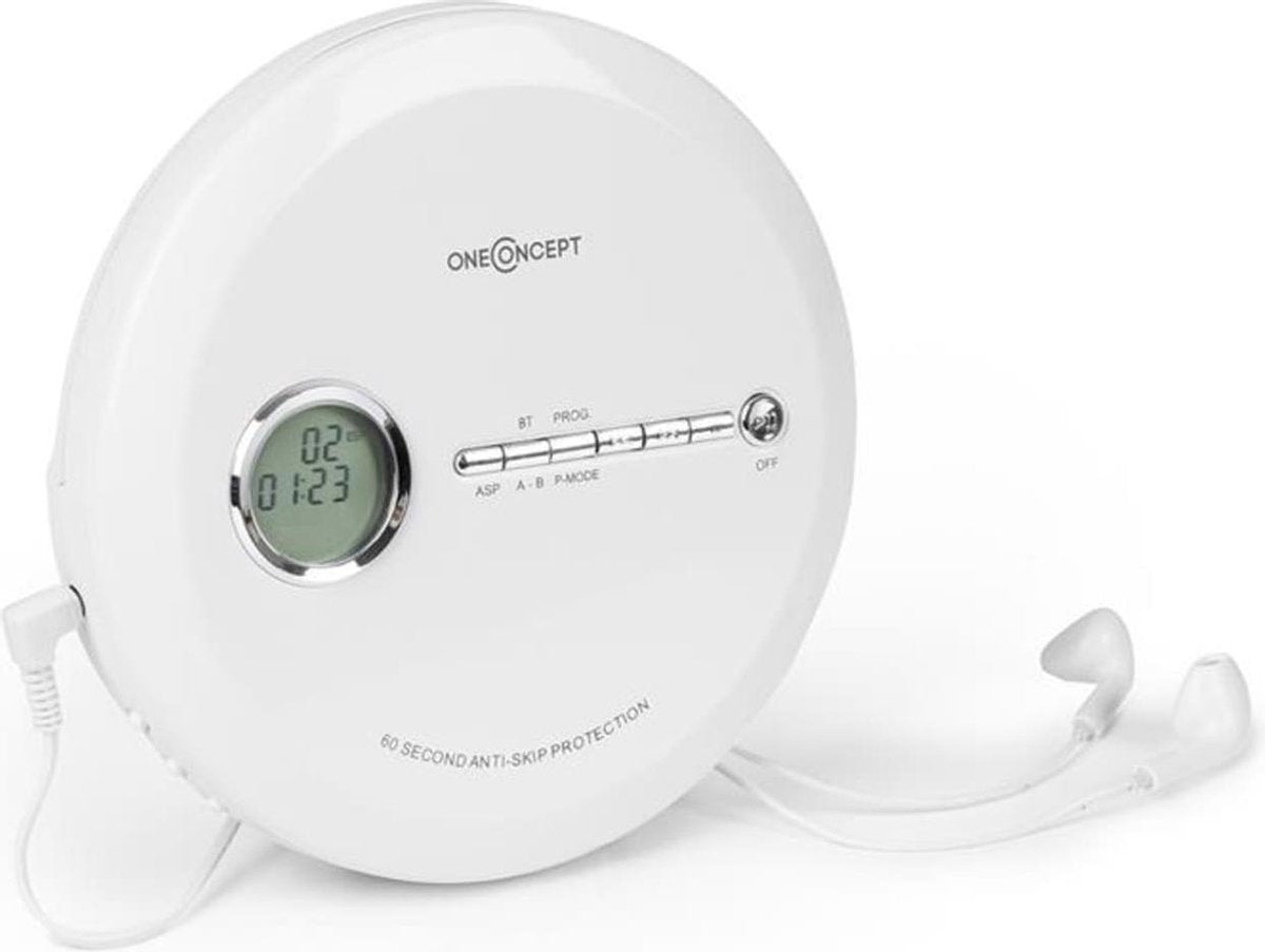 oneConcept CDC 100-BT Discman met bluetoothfunctie voor draadloze koptelefoons 
