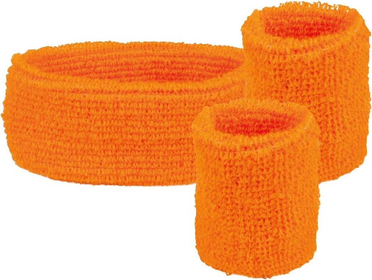 2 Sets haarbandjes + zweetbandjes - neon oranje - Koningsdag - EK voetbal - Nederlands Elftal