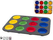 Cupcake of taartjes 12 vormpjes 35X26CM inclusief bakpapier