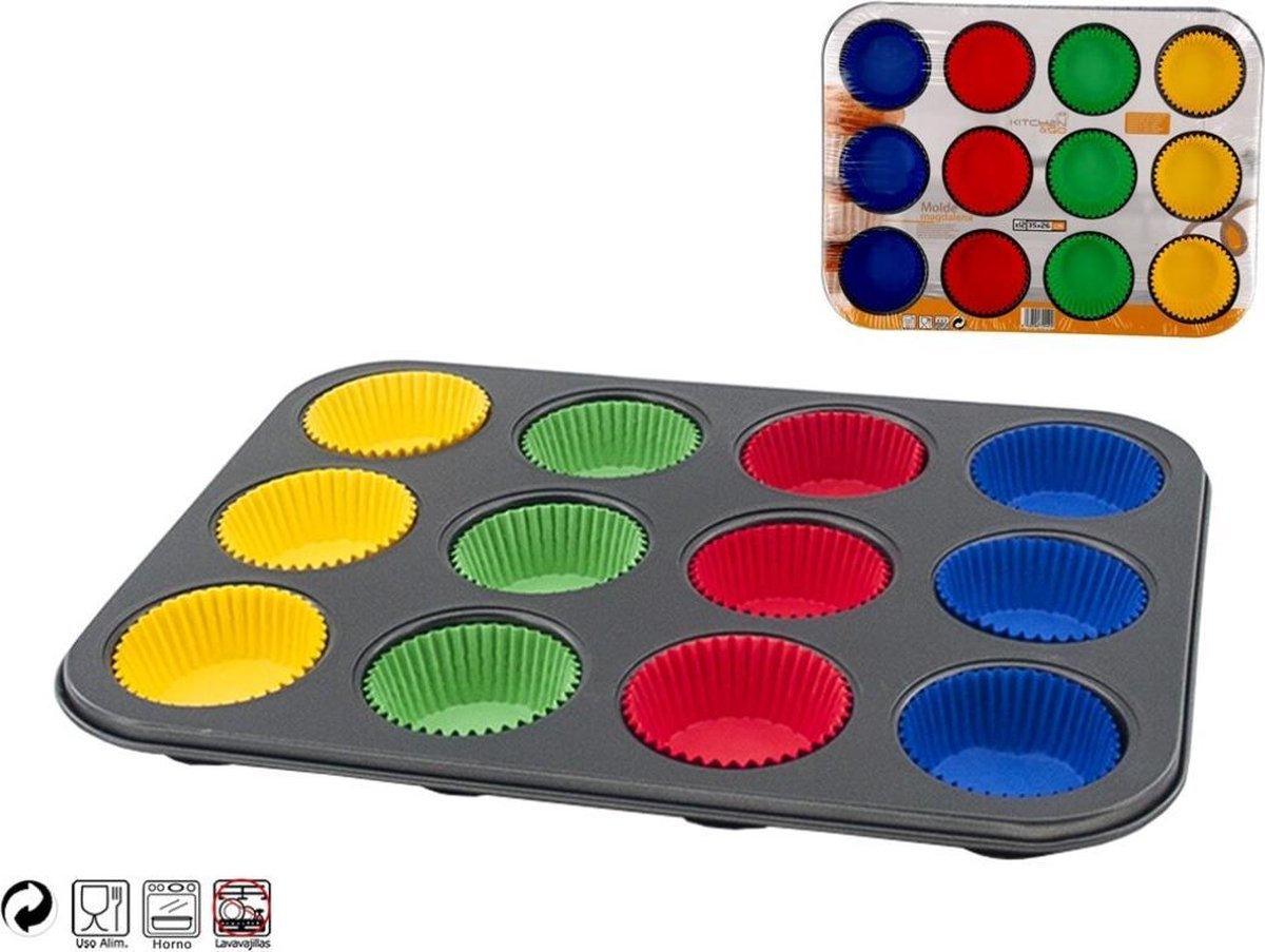 Cupcake of taartjes 12 vormpjes 35X26CM inclusief bakpapier