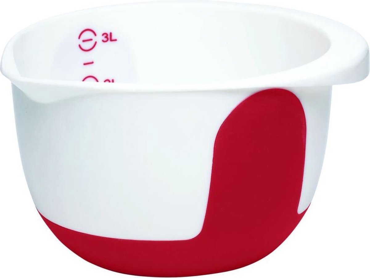 MIX & BAKE beslagkom. 3.0 L .wit/rood