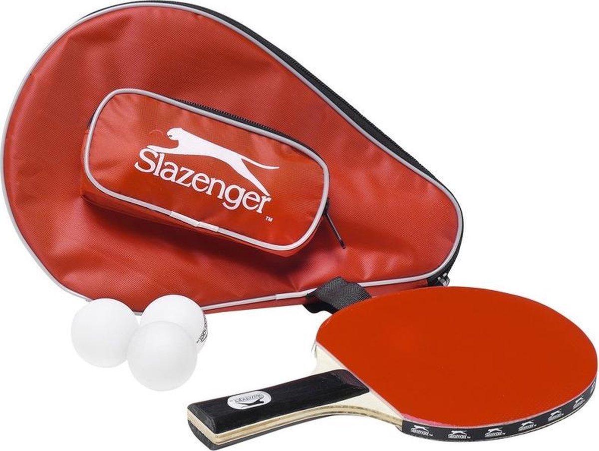 Tafeltennis/Ping Pong batje met 3 ballen in opbergtas - Pingpong spelen/tafeltennissen - Recreatief /sportief buitenspeelgoed voor kinderen en volwassenen