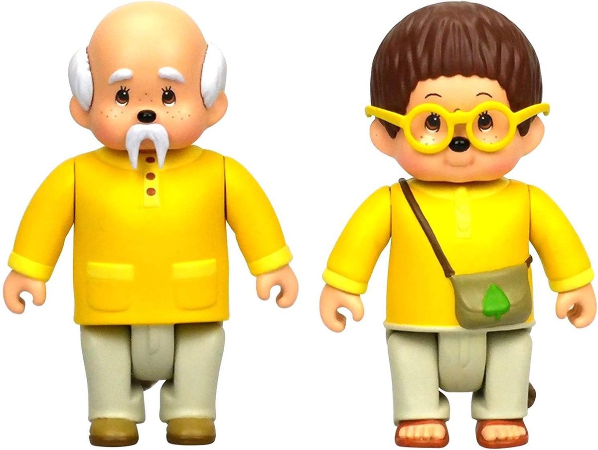Monchichi speelfiguren Feuilly & Sylvus - 2 pack - 7.5 cm groot - Voor in het speelhuis