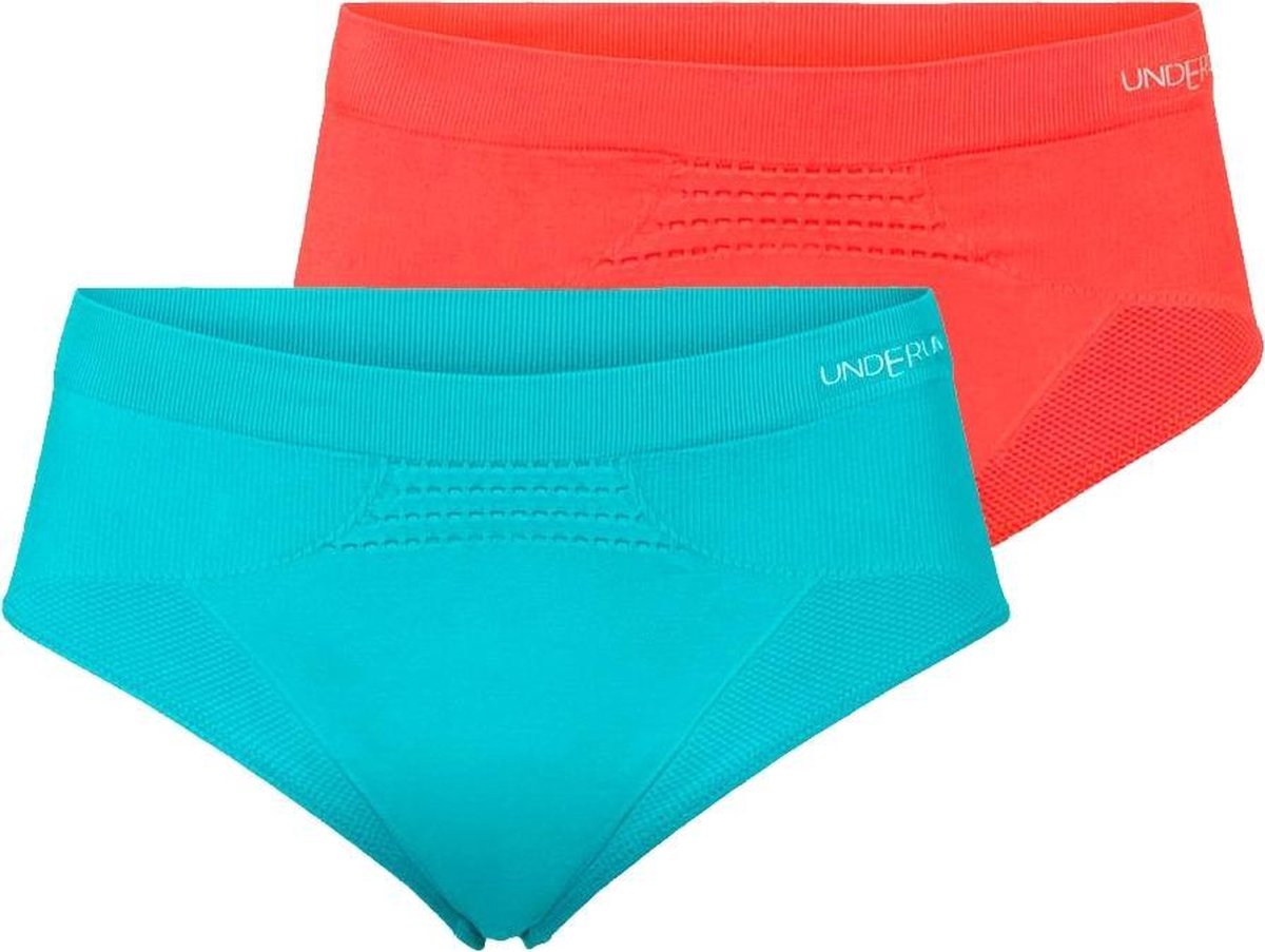 Underun Vrouwen Slip Duo Pack Turquoise/Oranje - Hardloopondergoed - Sportondergoed - L